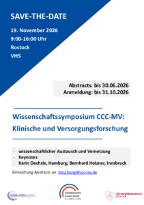 Save the Date Wissenschaftssymposium: Klinische und Versorgungsforschung